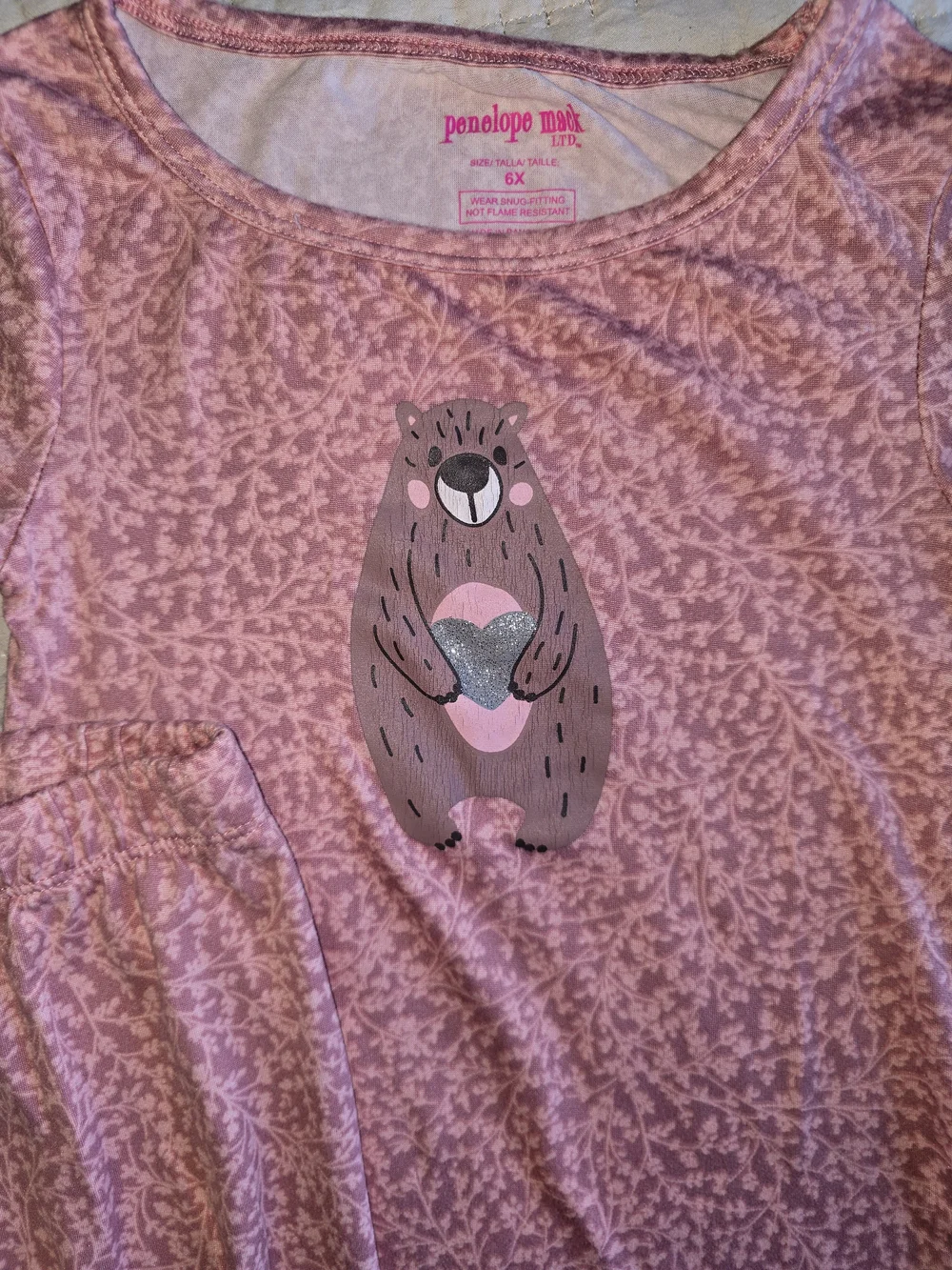Penelope Mack Pink Bear Graphic Pajama Set
